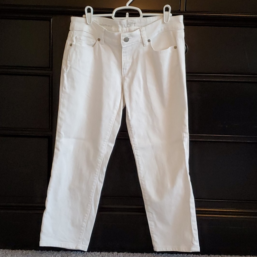 Ann Taylor Loft white denim capris